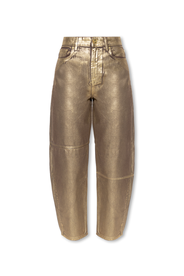 Brown Jeans with metallic finish Ganni Vitkac GB